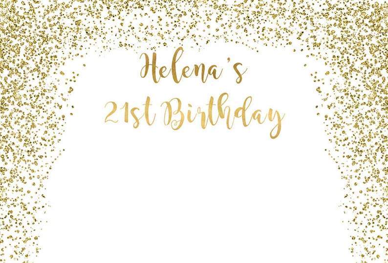 Alles Gute zum 21. Geburtstag Fotografie Hintergrund Gold Punkte und weiße Fotohintergründe Benutzerdefinierte Fotokabine Hintergrund