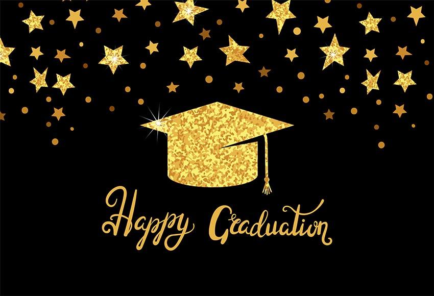 Graduation Black Gold Photo Backdrop LV-1750
