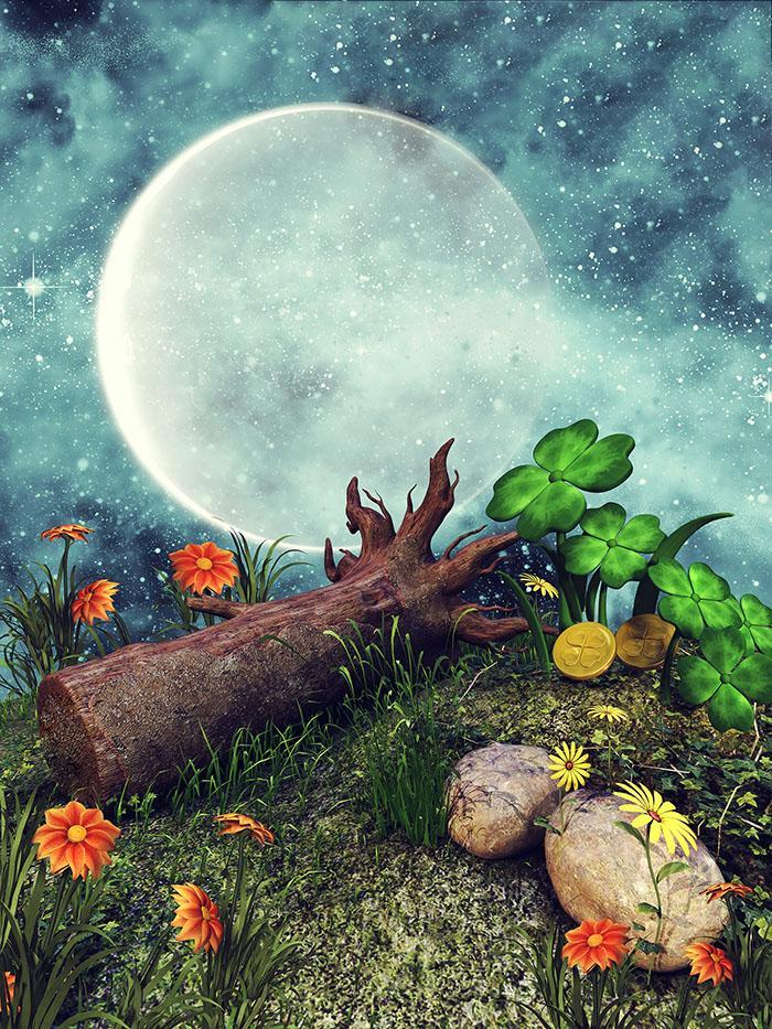 Mushroom House Fairytale Nature Photo Backdrop N10202