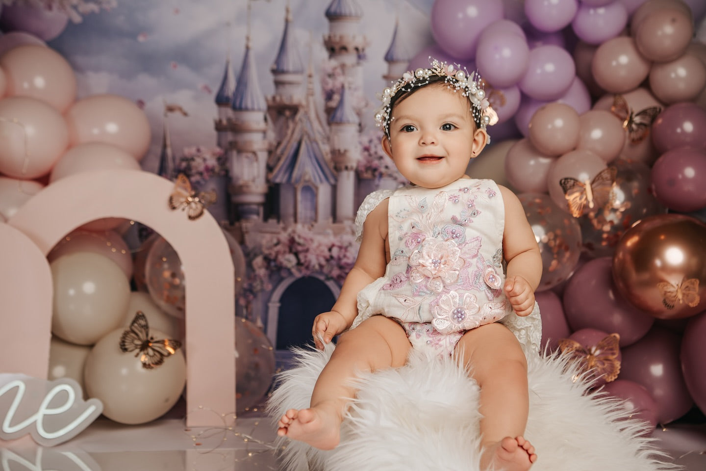 Fotografie Frühling Backdrops Königliches Schloss Blühender Garten Backdrop LXX1-160