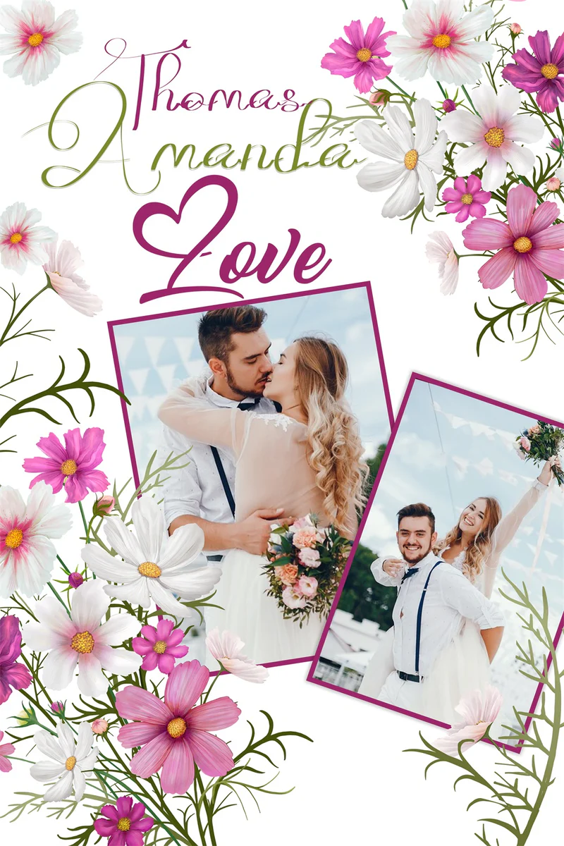 Benutzerdefinierte Backdrop Hochzeit Sweet Floral Romantic Hintergrund LXX4-104