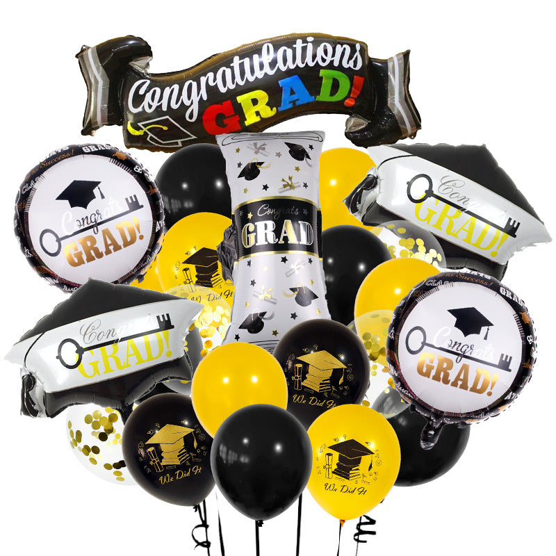 Graduation Party Schwarz und Gold Ballon Set Feier Szene Dekoration Zubehör BA34