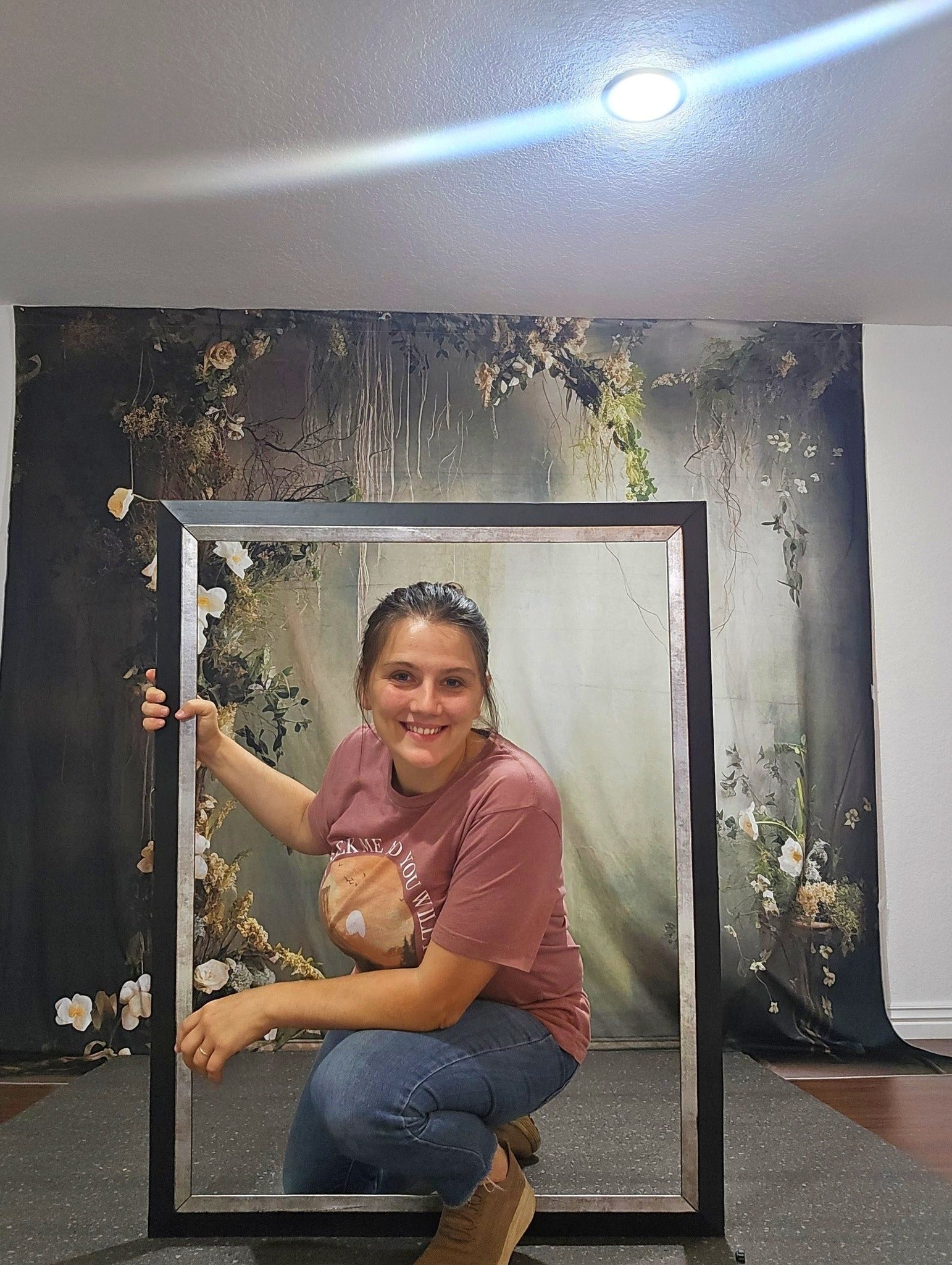 DBackdrop Nostalgic Style Rose Dekorativ Grünton Vintage Wandhintergrund RR4-03