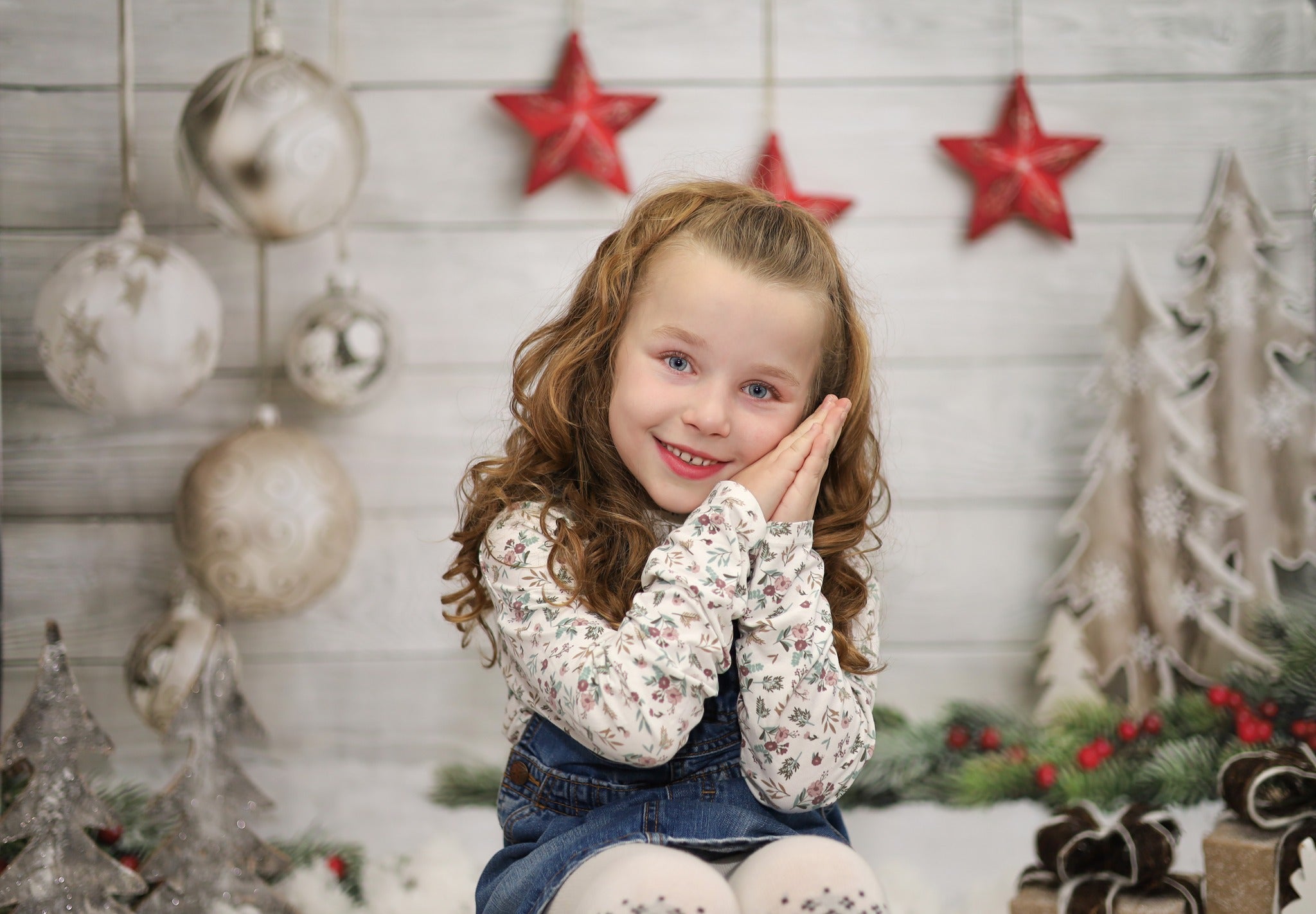 Weihnachtsdekorationen Holzboden Fotografie Hintergrund LV-866