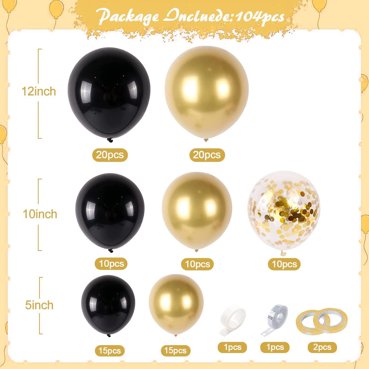 Schwarz und Gold Ballonbogen Set Graduate Day Bachelor Party Ballon Dekoration BA31