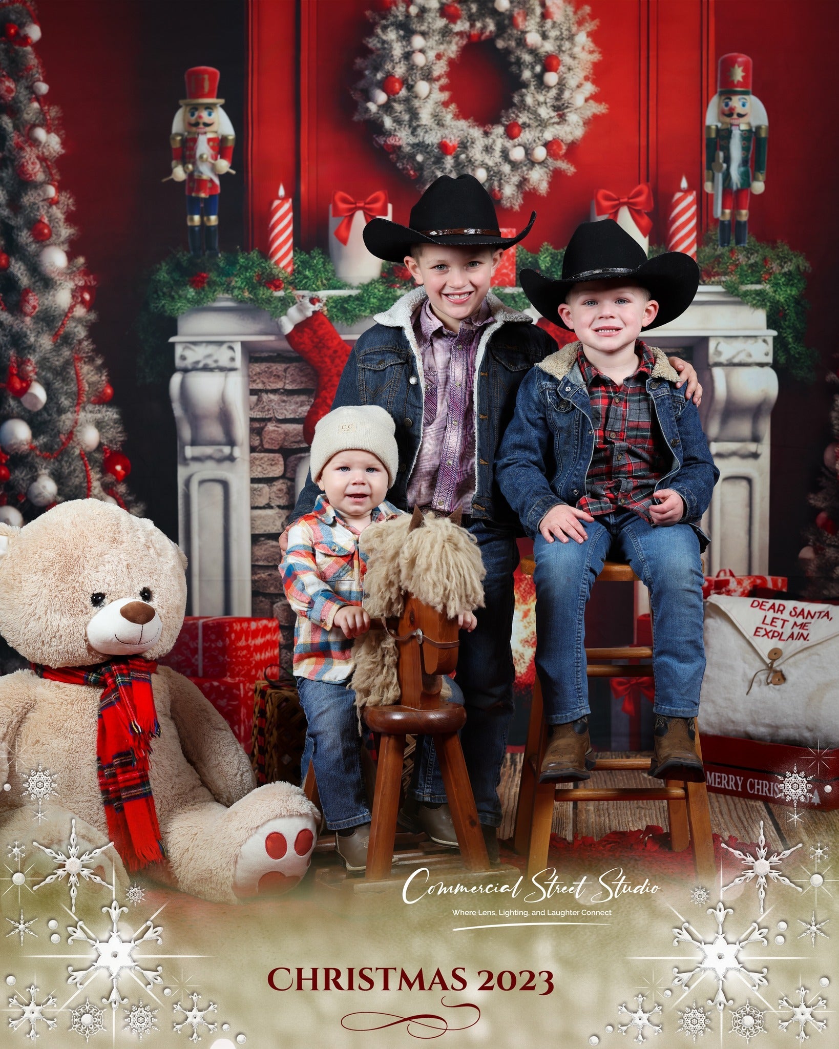 Nussknacker-Fotohintergrund Kamin Rot Vintage Wand Weihnachtshintergrund-Ideen MRR9-69