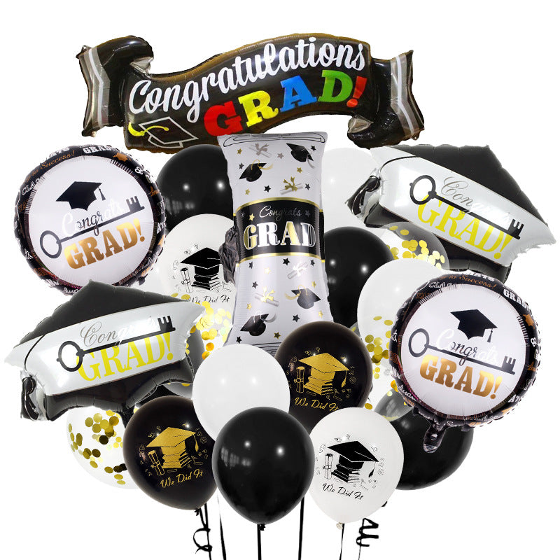 Graduation Party Schwarz und Gold Ballon Set Feier Szene Dekoration Zubehör BA34