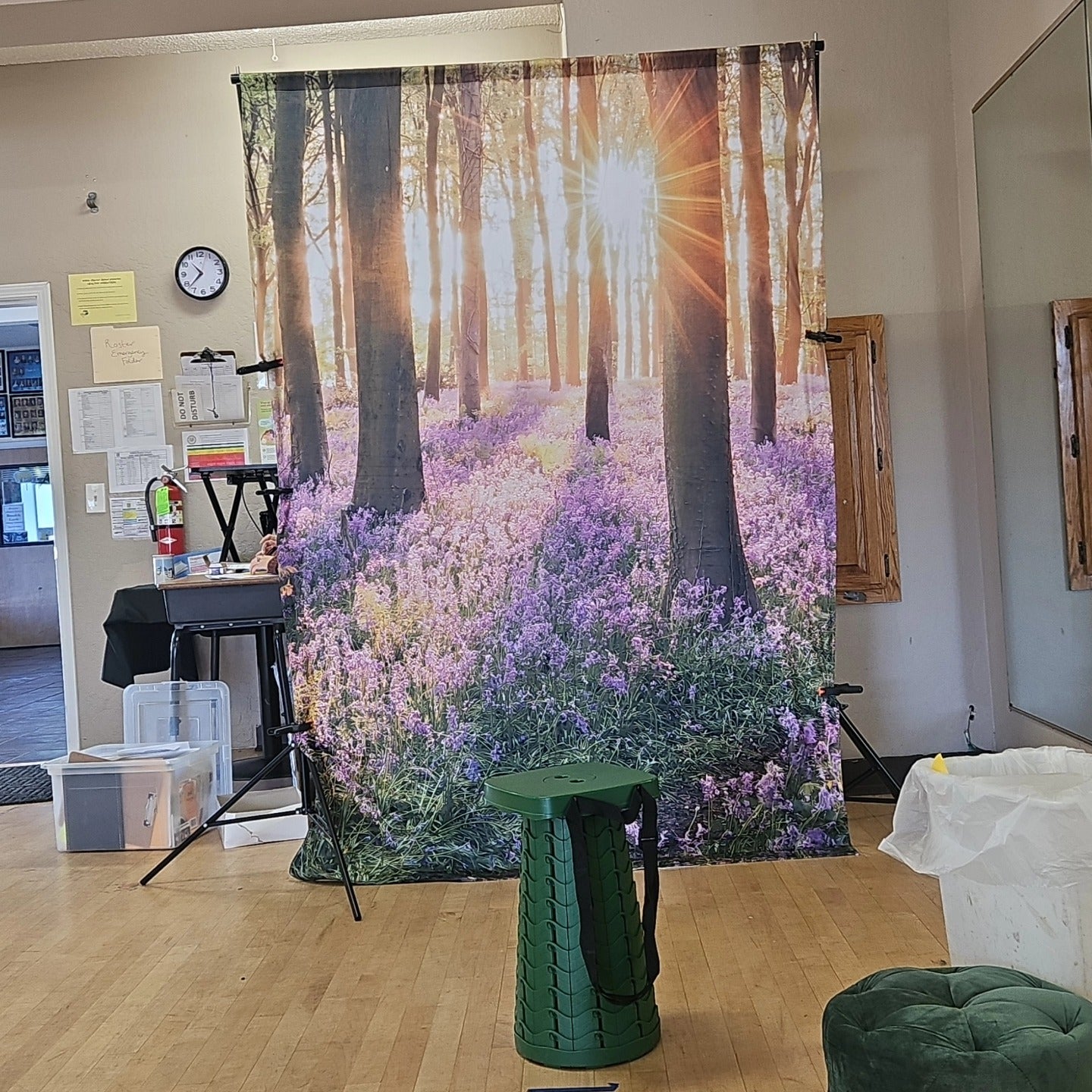 Waldlandschaft Sonnenschein Lila Blumen für Studio-Fotoshooting KAT-71