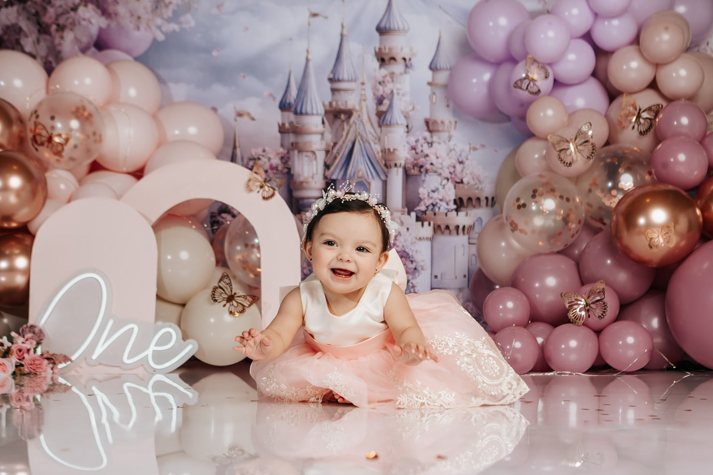 Fotografie Frühling Backdrops Königliches Schloss Blühender Garten Backdrop LXX1-160