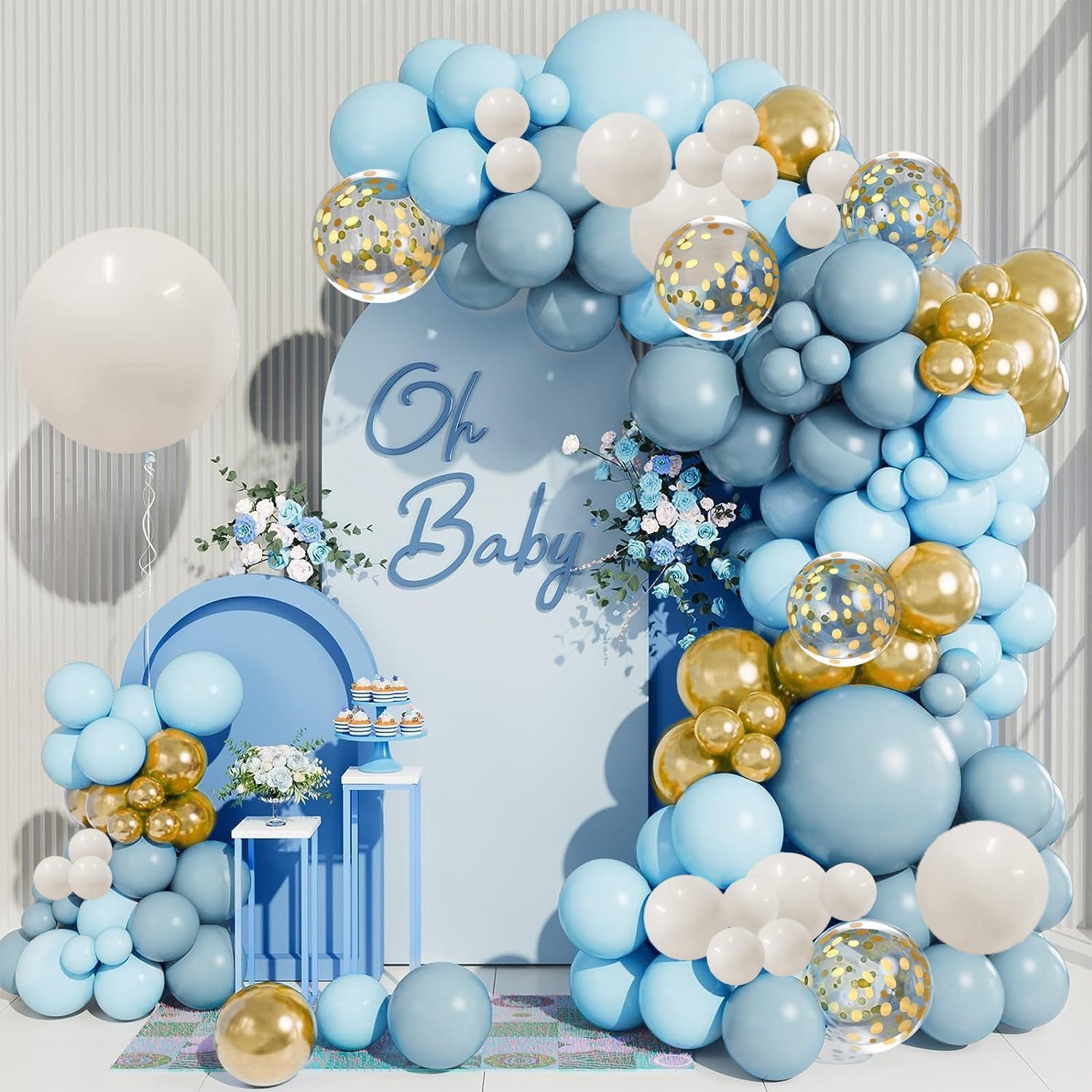 Matte Vintage Blau Baby Dusche Ozean Geburtstag Party Dekoration Ballongirlande BA43