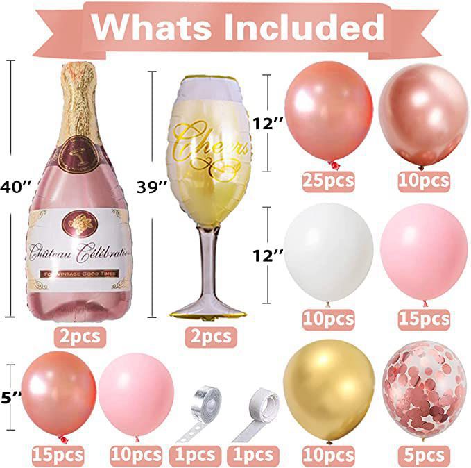 Sektflasche Latex Ballon Rose Gold Ballonkette BA22