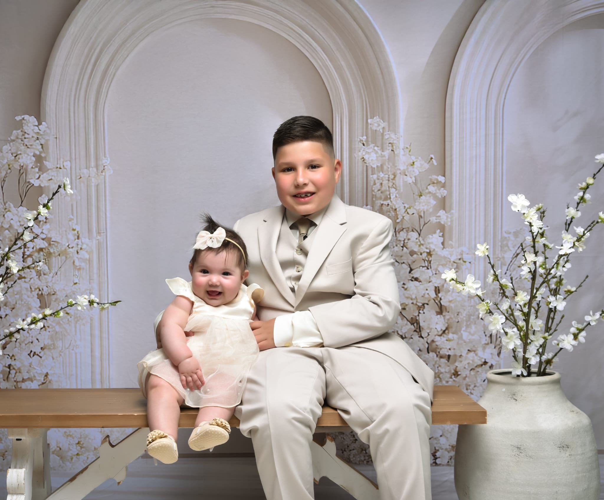 Boho Bogen Fotokulisse Weißer Blumenhintergrund BRP10-601