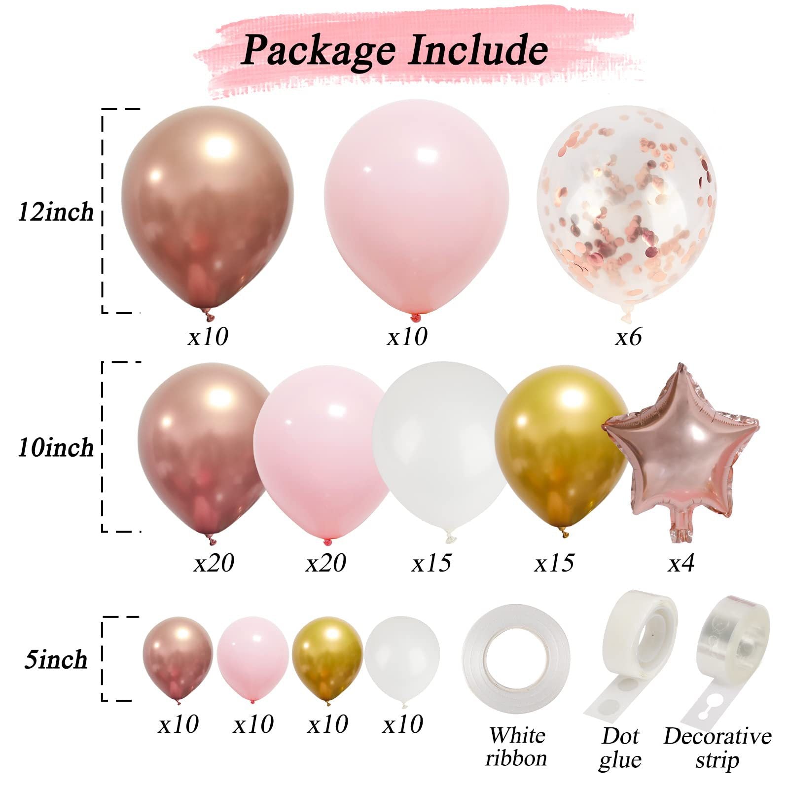 Hochzeitsparty Rosa Rose Gold Ballonkette BA12