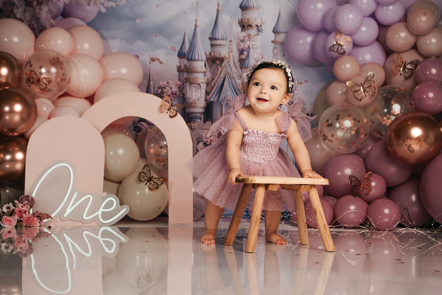 Fotografie Frühling Backdrops Königliches Schloss Blühender Garten Backdrop LXX1-160