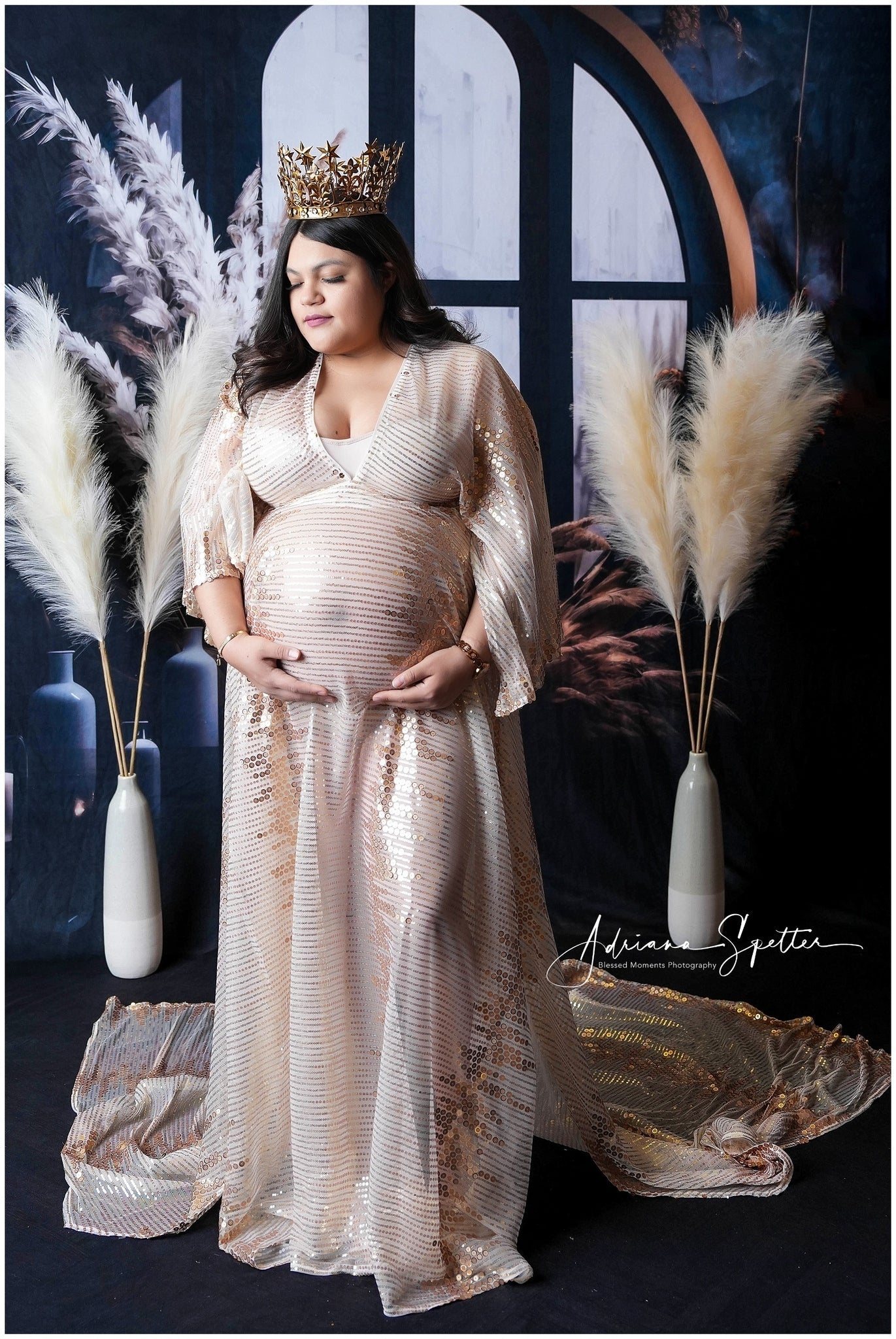 Boho-Hintergrund Dunkles Fenster Pampasgras Bohemian-Hintergrund MRR10-53