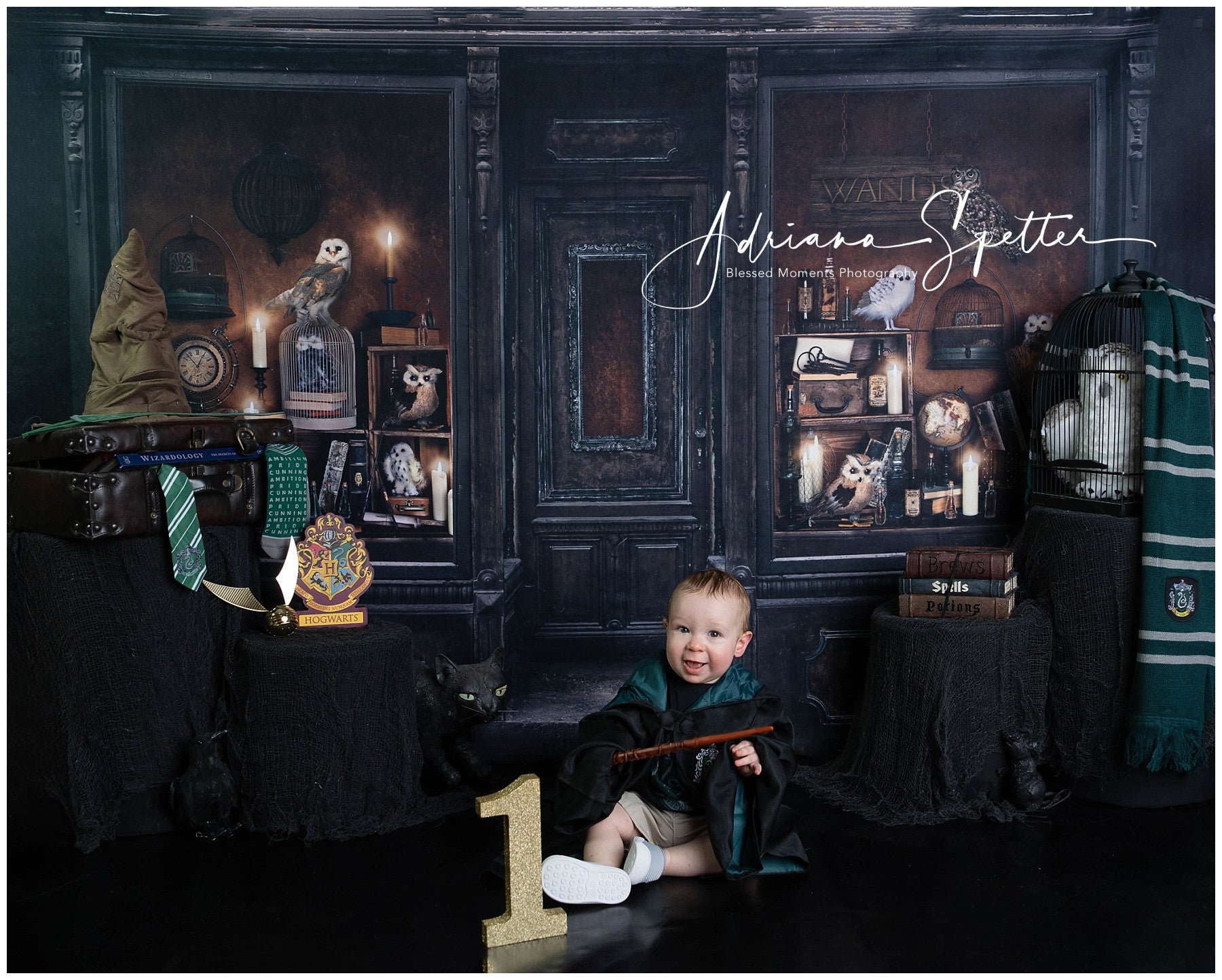 Halloween-Hintergrund Magischer Zauberer Schaufenster Halloween-Fotohintergrund MRR10-23