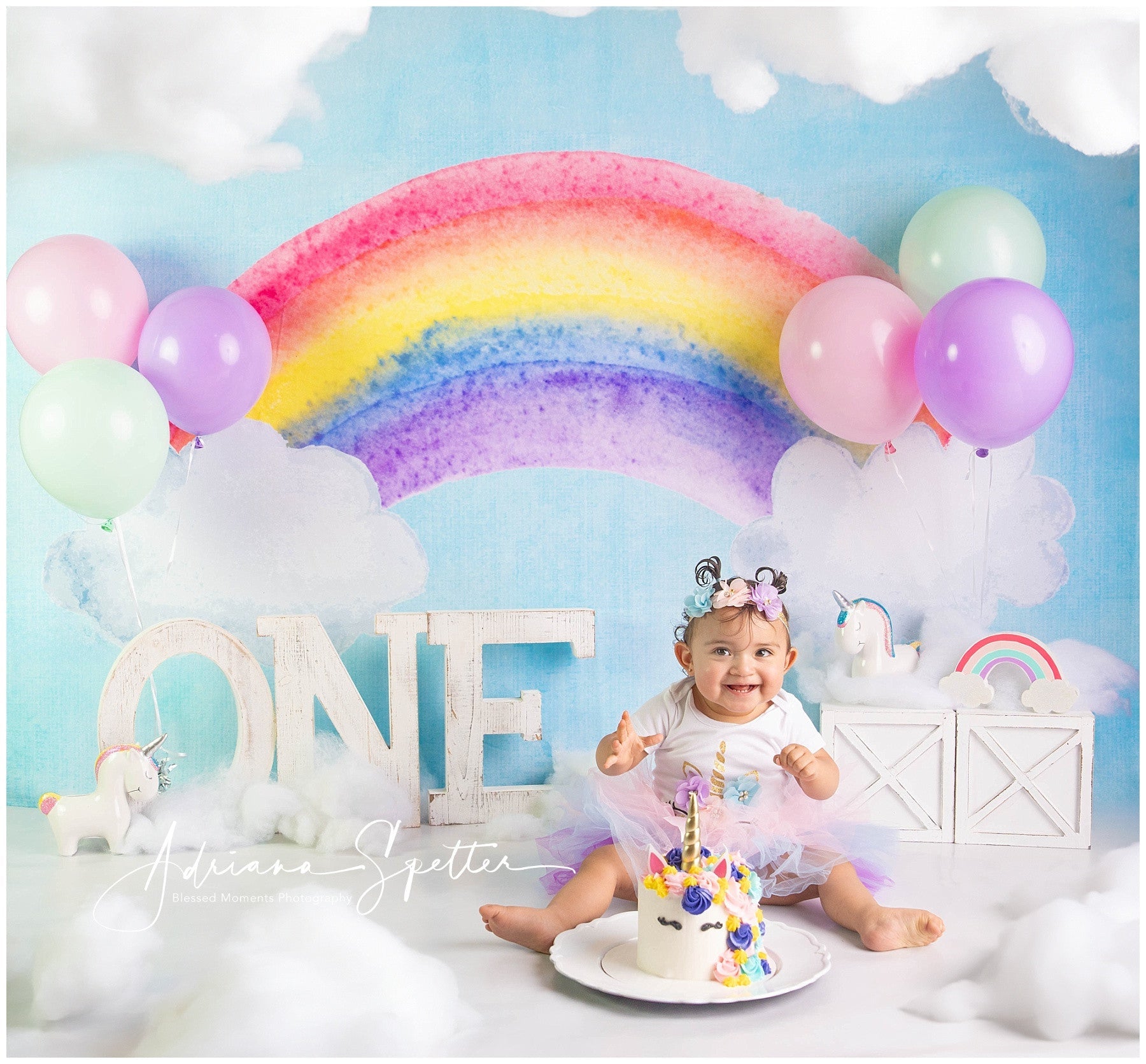 Smash Cake Hintergrund Bunter Regenbogenhimmel Geburtstag Hintergründe MRR10-18