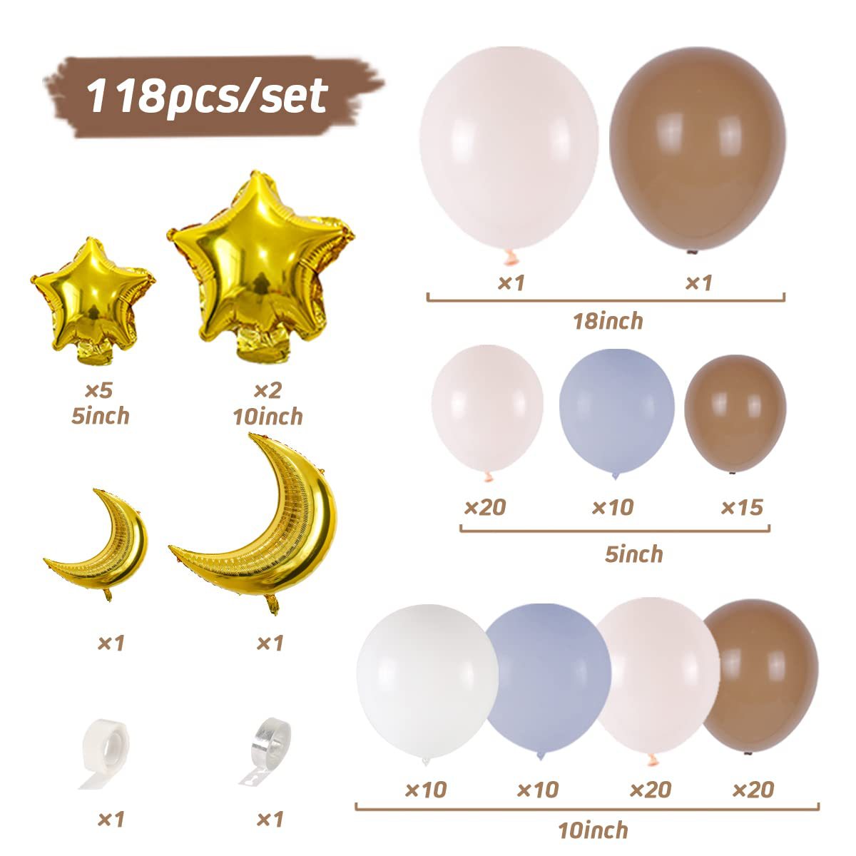 Vintage Cute Star Moon Newborn Party Ballonkette BA19