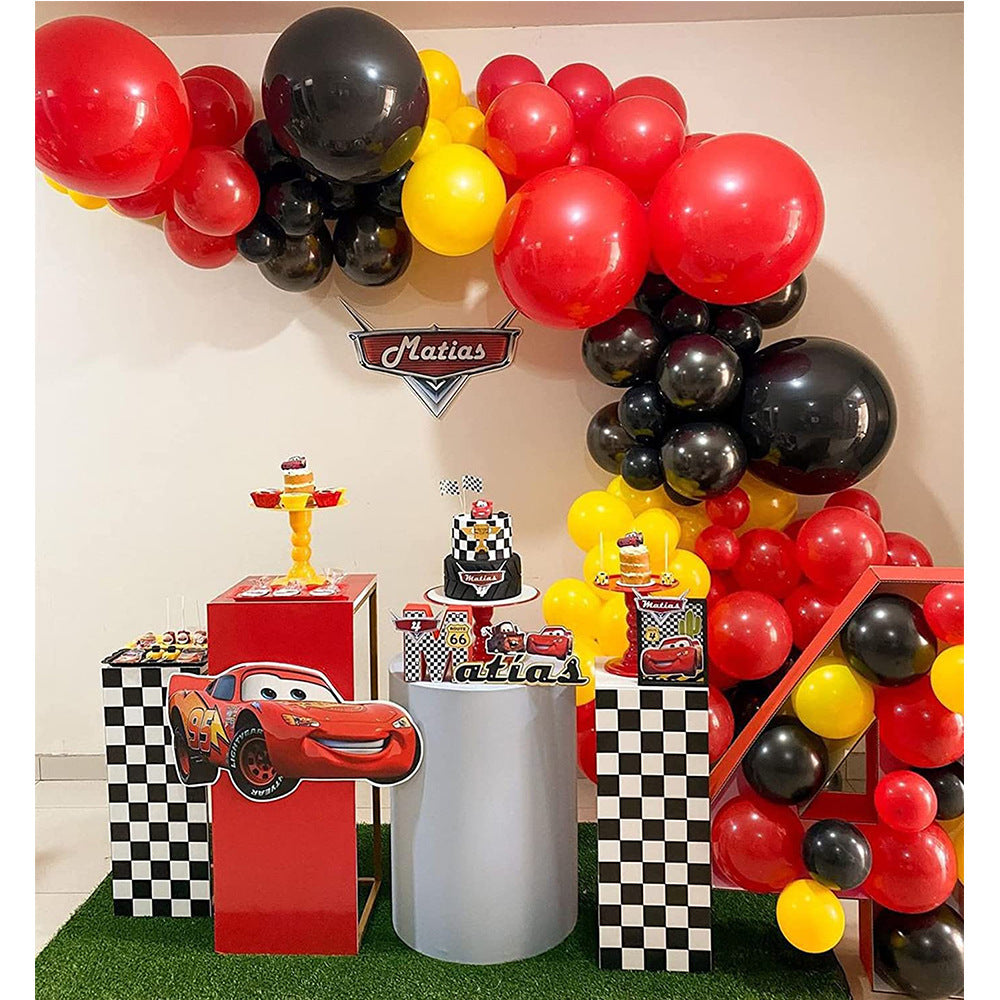 Racing Car Theme Baby Geburtstag Gelb Rot Schwarz Ballon Film Party Dekoration BA27