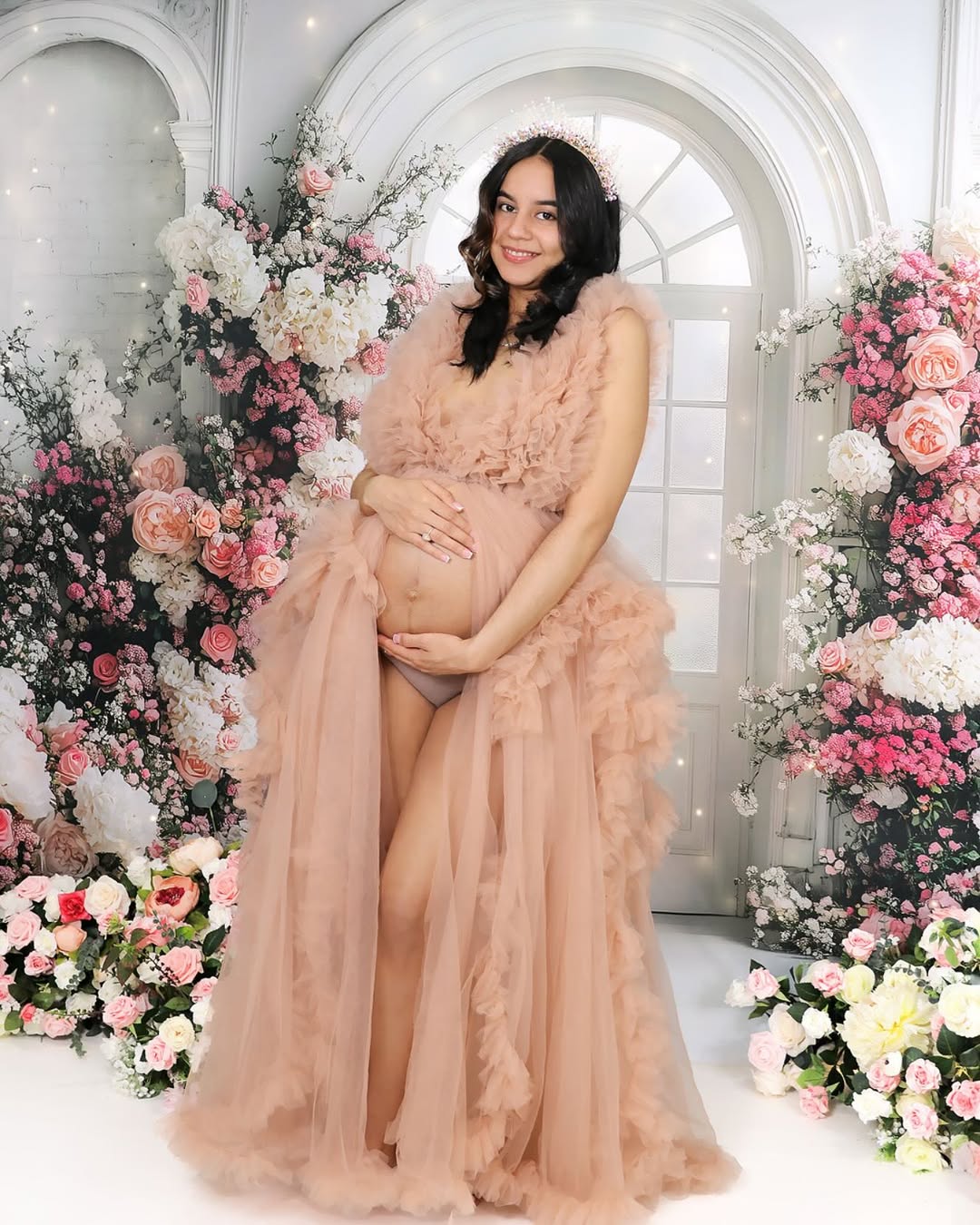 Muttertag Backdrop Ideen Vibrant Flower White Arch Backdrop GQ2-163