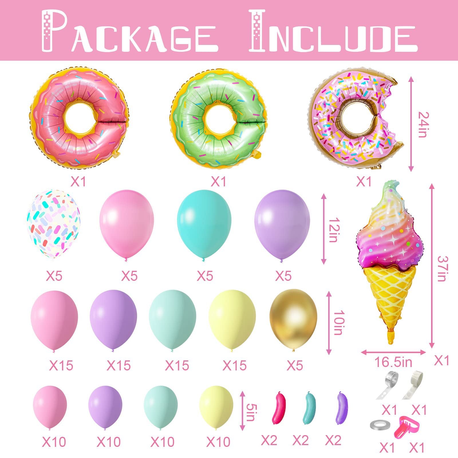 Drei Donuts Macaron Fantasy Geburtstagsthema Ballonkette BA18