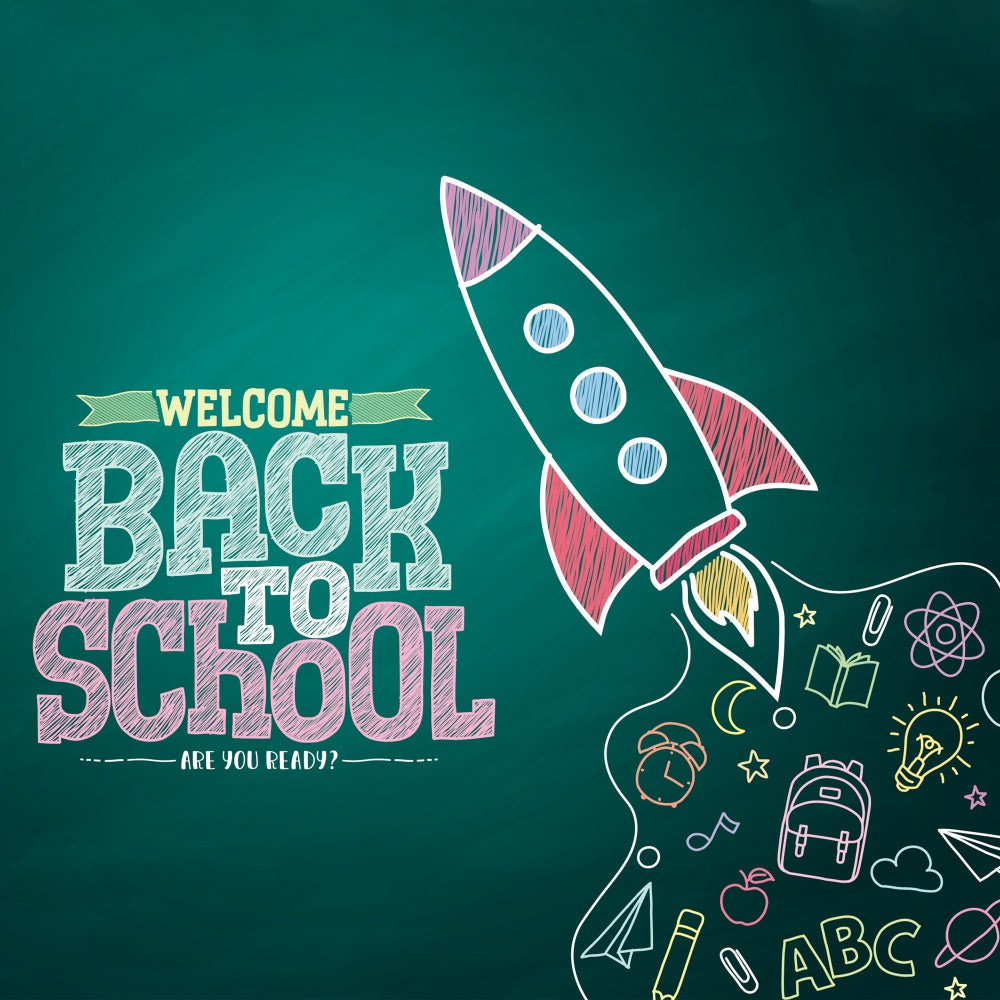 Back to School Rakete Kreidetafel Backdrop BRP7-12