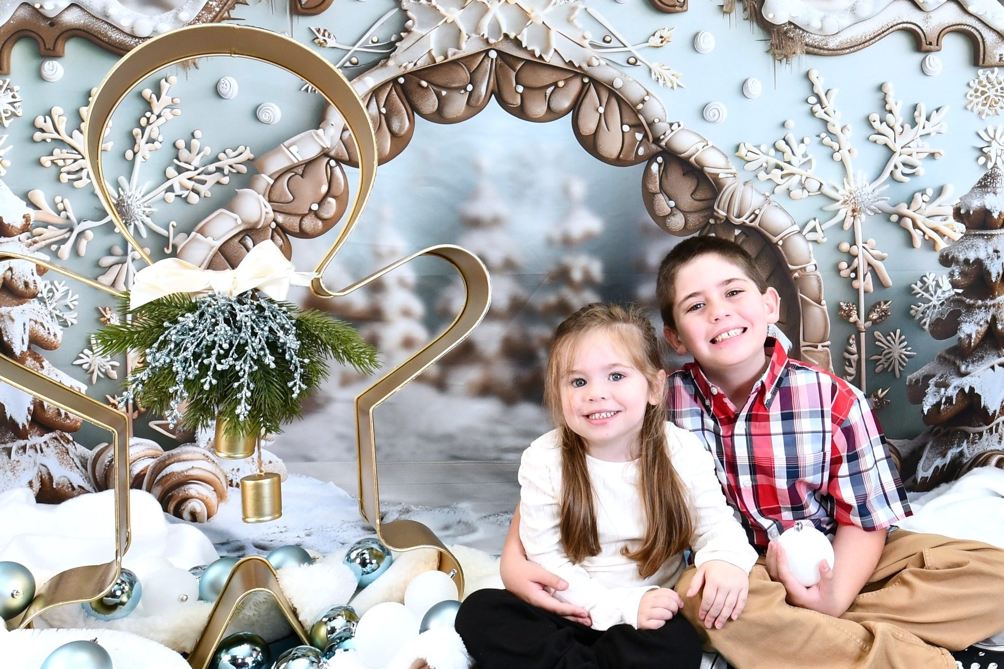 Weihnachts Lebkuchen Schneeflocken Bogen Hintergrund RR7-661