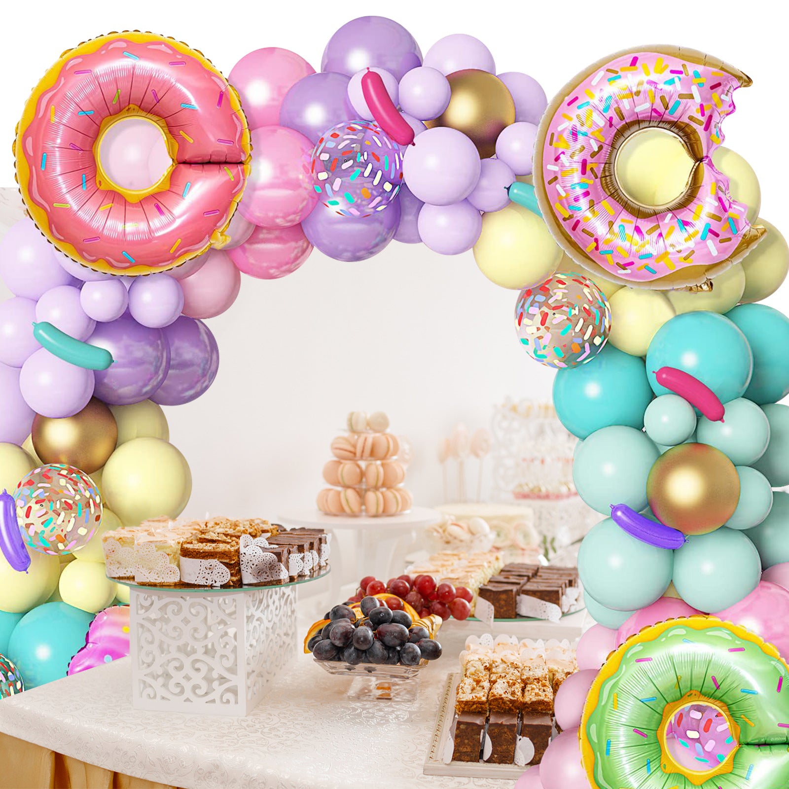 Drei Donuts Macaron Fantasy Geburtstagsthema Ballonkette BA18