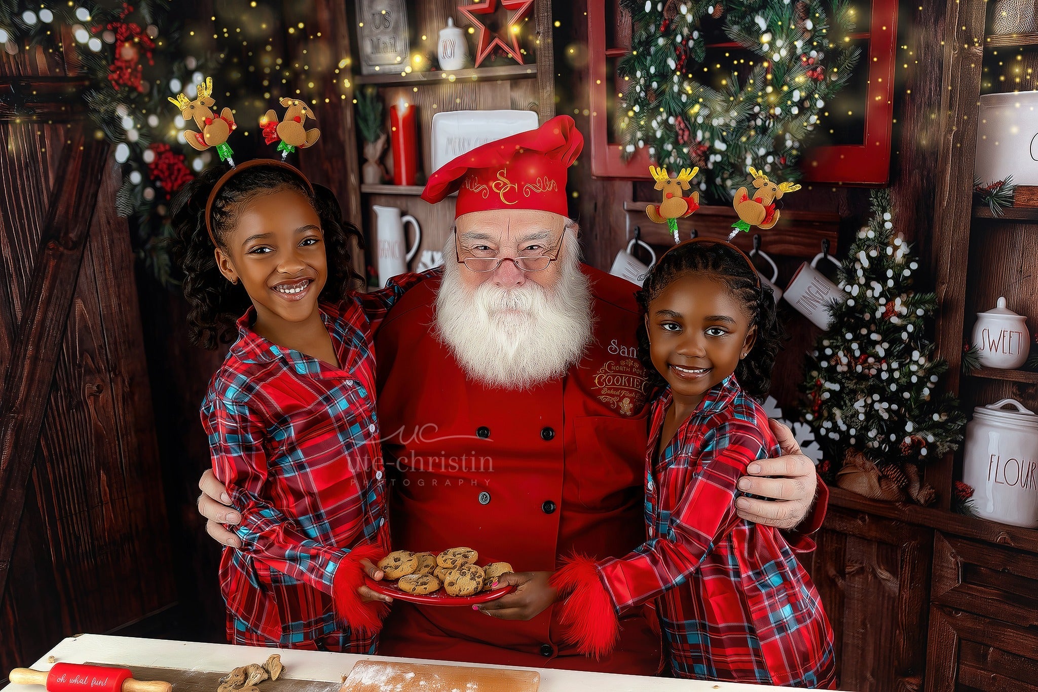 Weihnachts-Küchen-Fotohintergrund Rustikale Regale Festliche Dekoration Weihnachts-Foto-Fotohintergrund MRR9-61