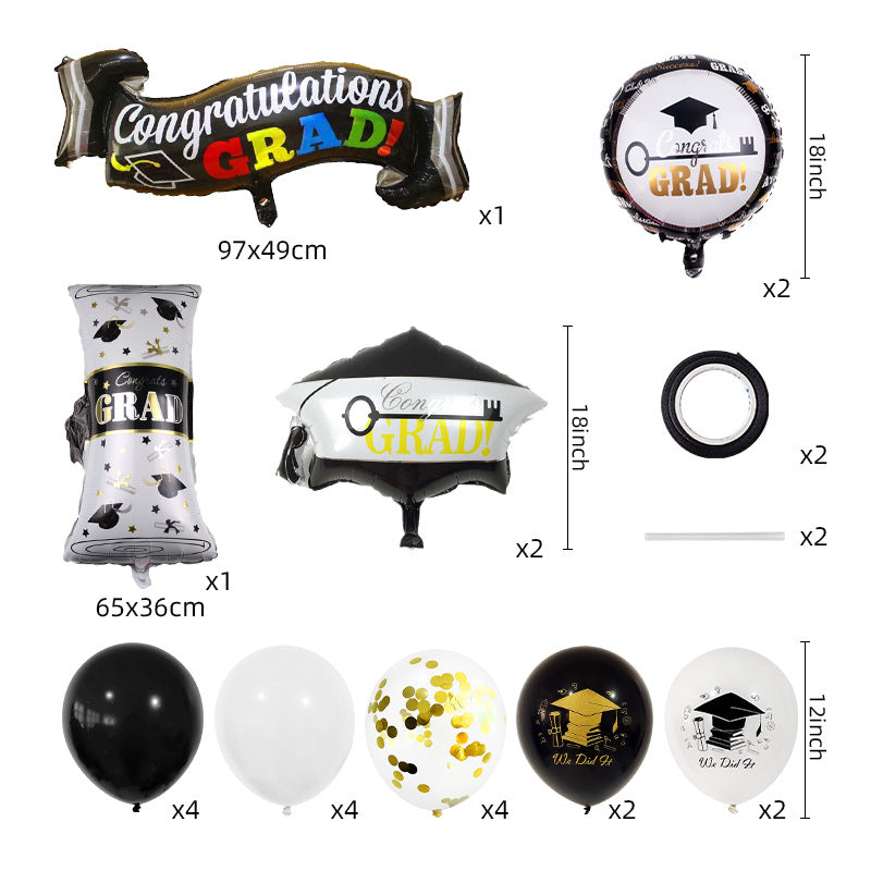 Graduation Party Schwarz und Gold Ballon Set Feier Szene Dekoration Zubehör BA34