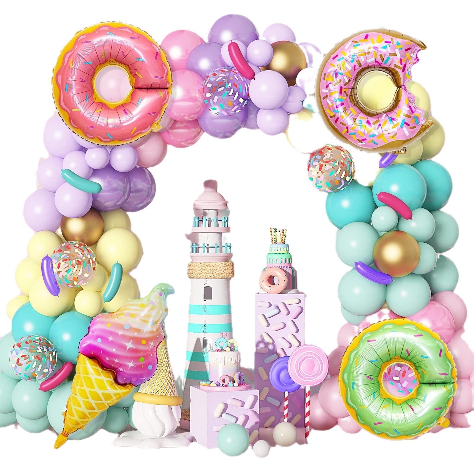 Drei Donuts Macaron Fantasy Geburtstagsthema Ballonkette BA18