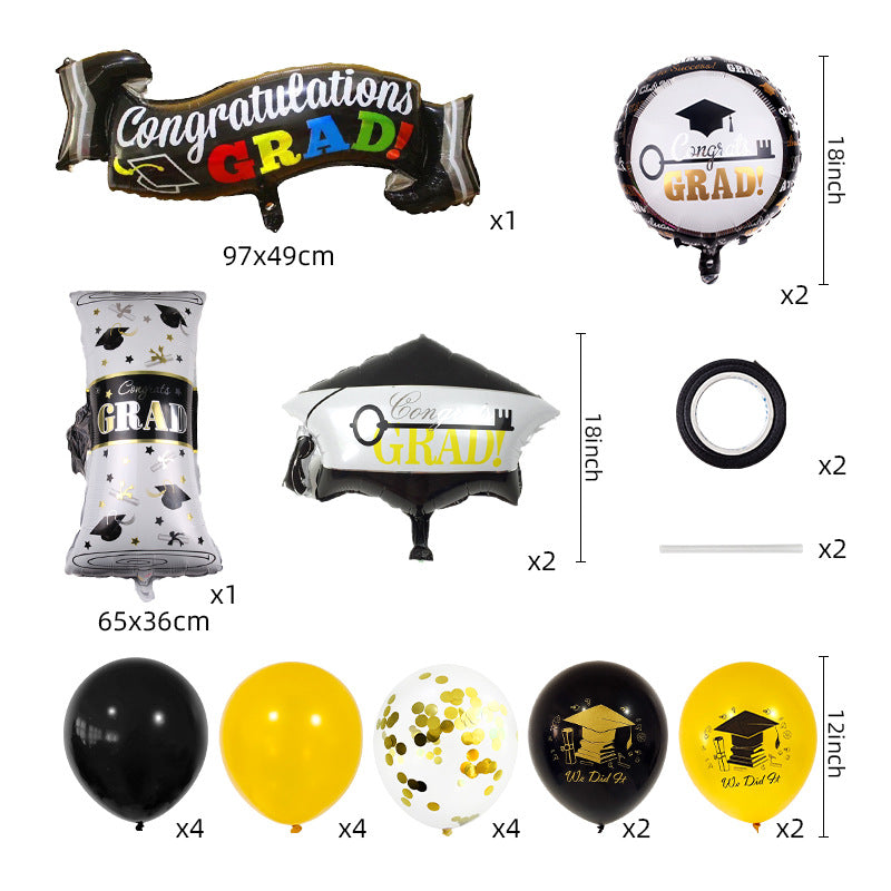 Graduation Party Schwarz und Gold Ballon Set Feier Szene Dekoration Zubehör BA34