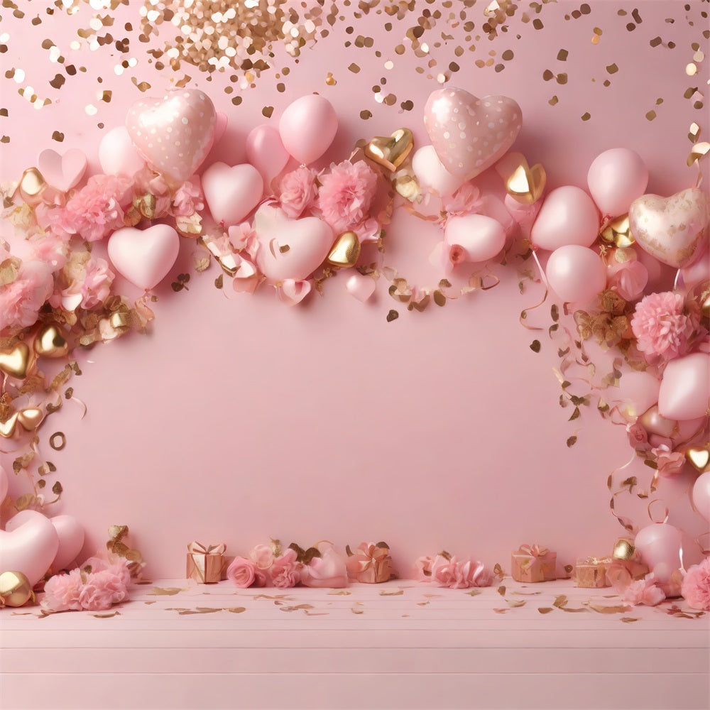 Backdrops Valentinstag Rosa Luftballons Romantische Blume Backdrop BRP1-104