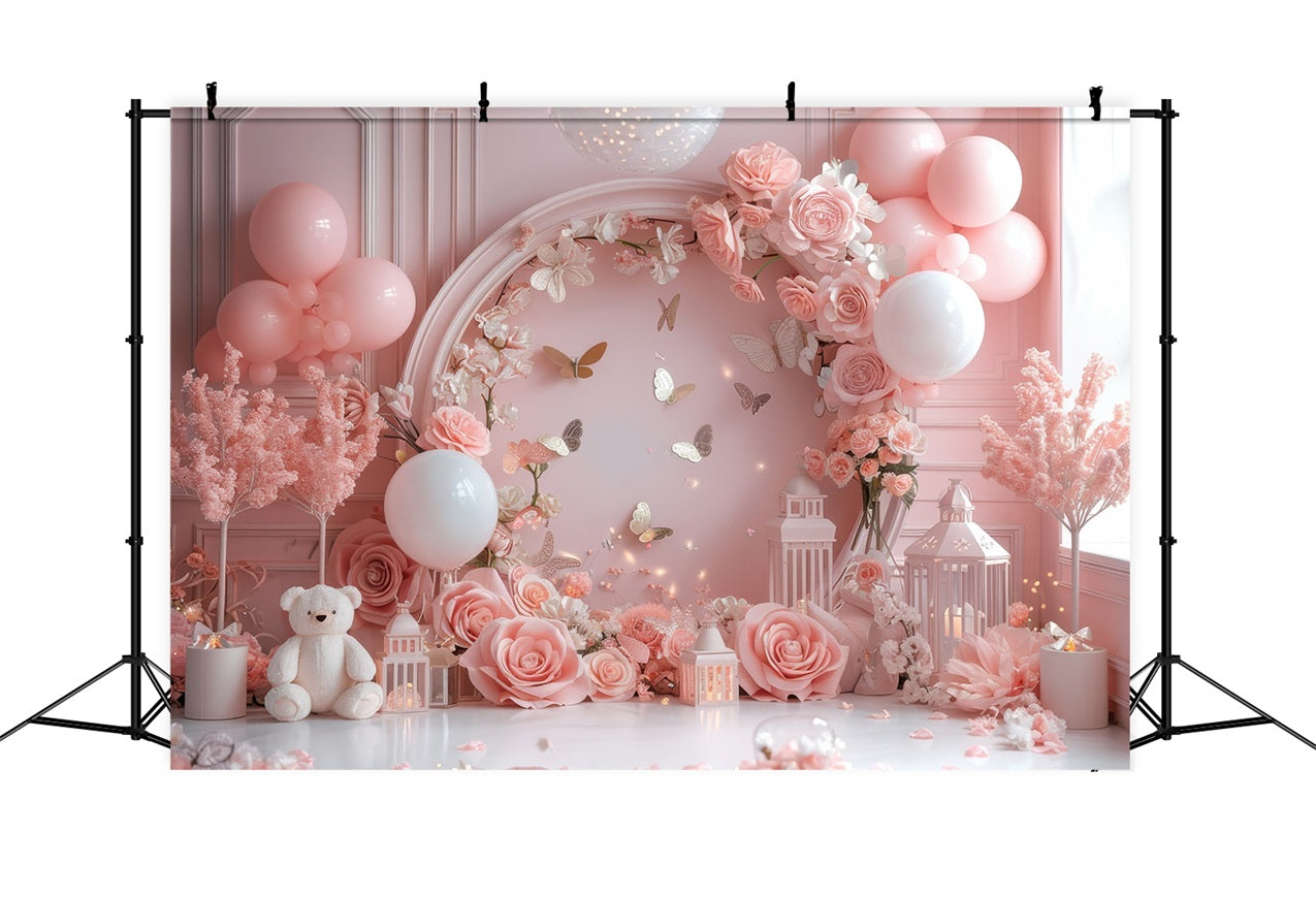 Backdrops Valentinstag Romantisch Rosa Floral Laterne Backdrop BRP1-112