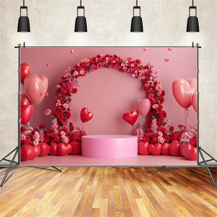Valentinstag Backdrops Fotografie Rosa Rot Floral Bogen Backdrop BRP1-115