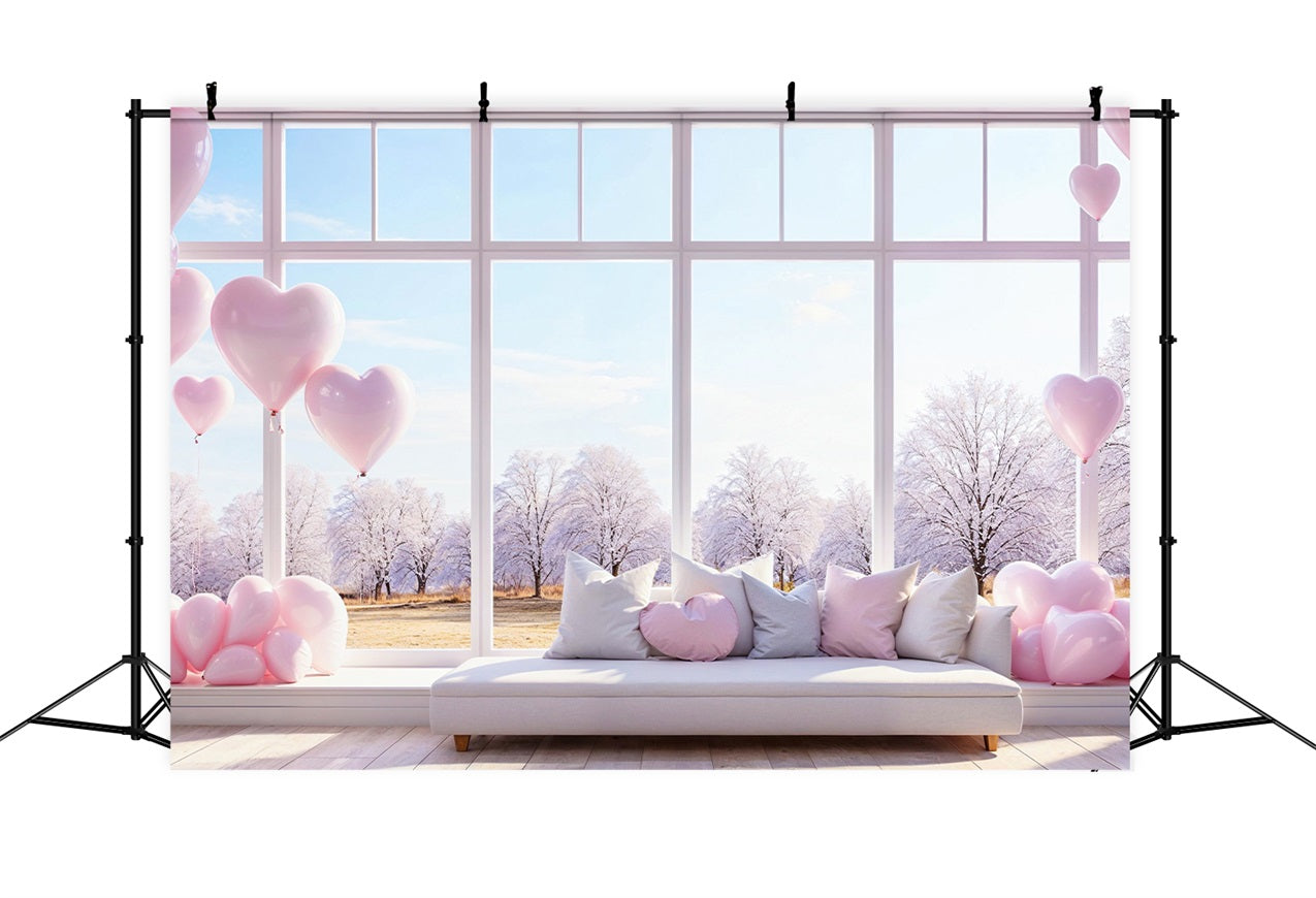 Valentinstag Backdrop Dekor Winter Fenster Ballons Backdrop BRP1-147