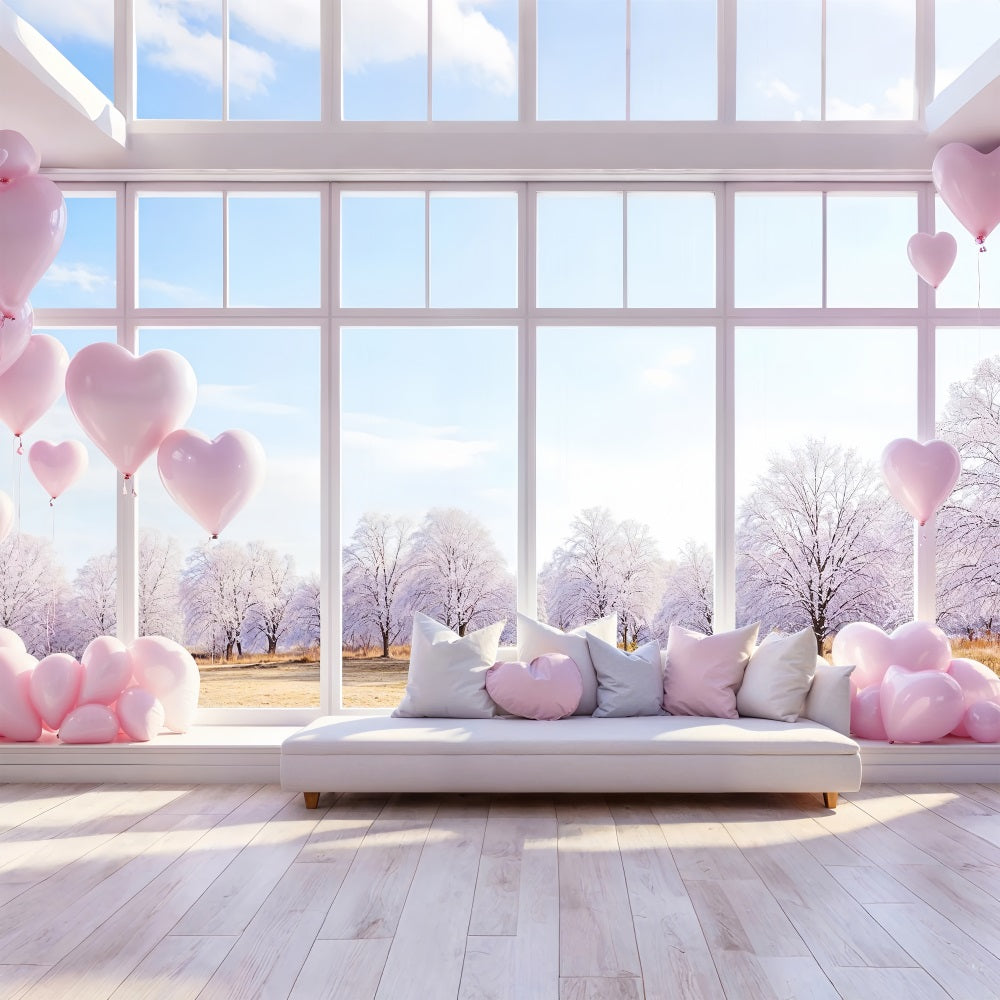 Valentinstag Backdrop Dekor Winter Fenster Ballons Backdrop BRP1-147