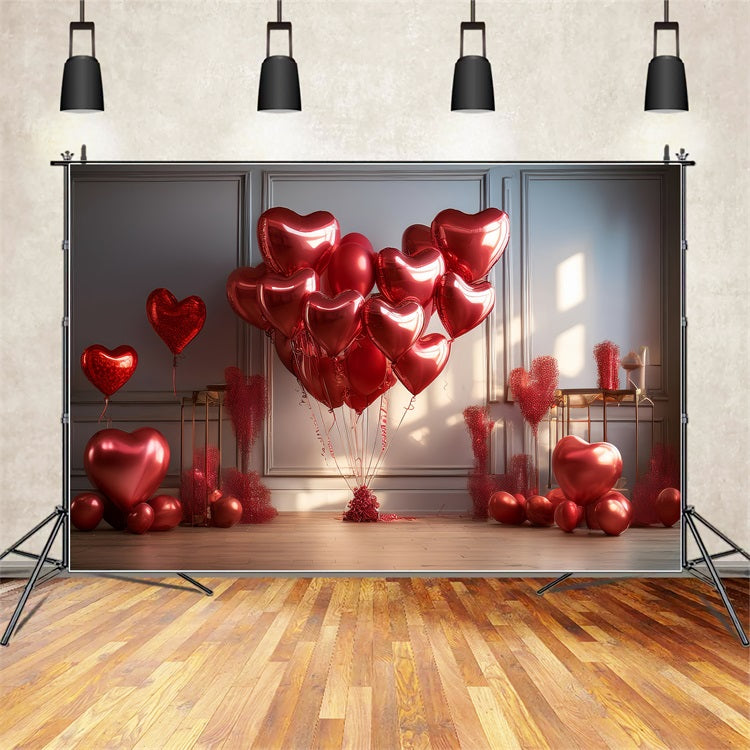 Valentinstag Fotoshooting Kulisse Rotes Herz Ballons Hintergrund BRP1-148