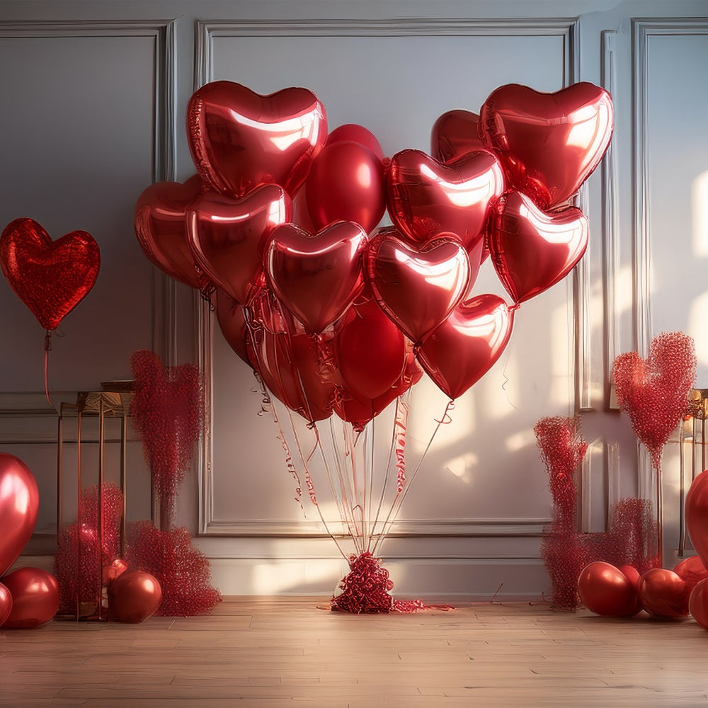 Valentinstag Fotoshooting Kulisse Rotes Herz Ballons Hintergrund BRP1-148