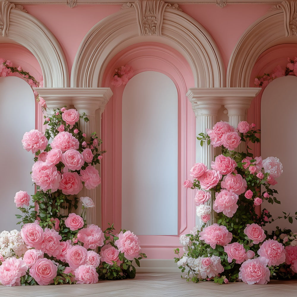 Fotokulisse Valentinstag Backdrop Rosa geblümter Torbogen Backdrop BRP1-152