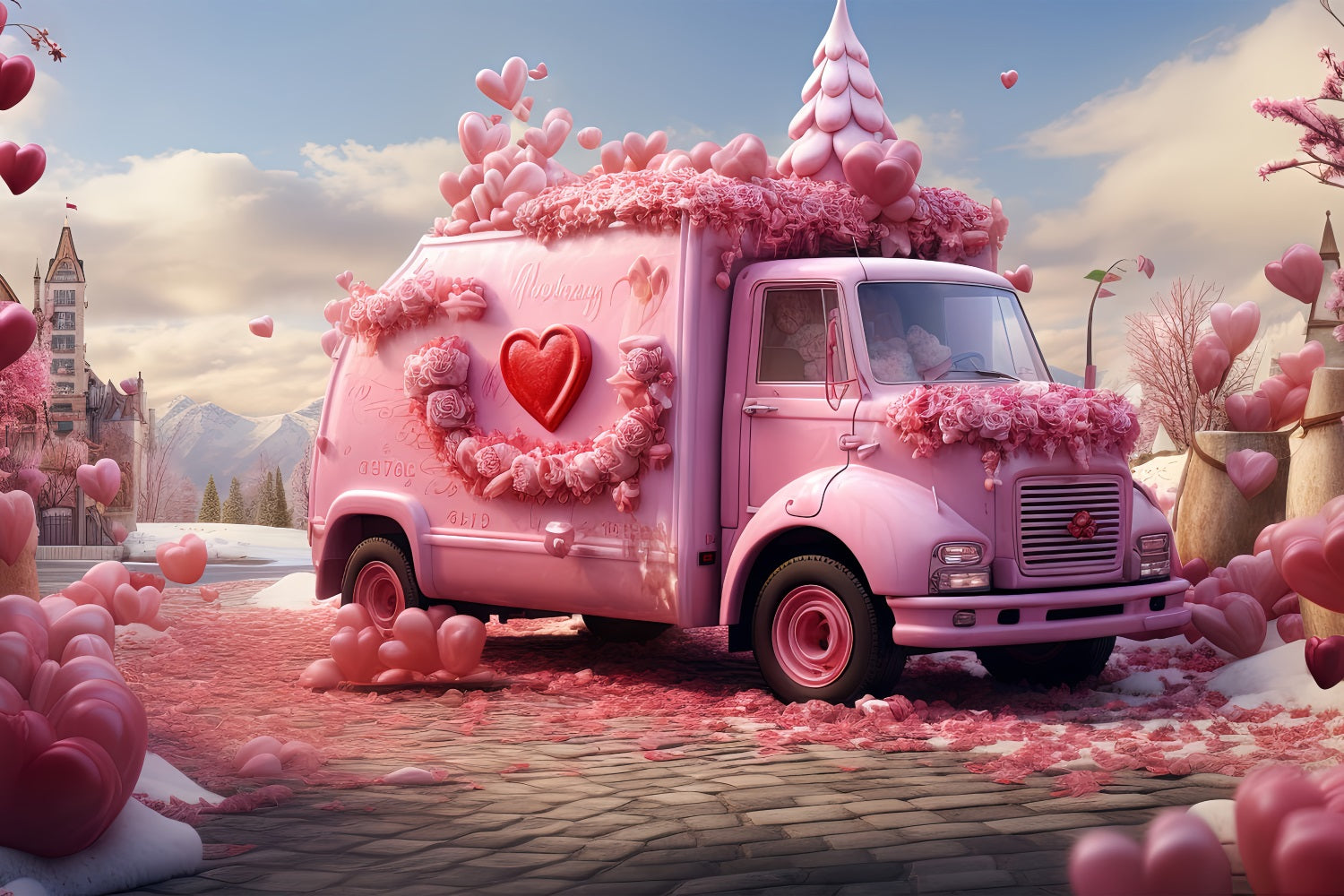 Hintergrund für Valentinstag Rosa Blumen LKW-Szene Hintergrund BRP1-155