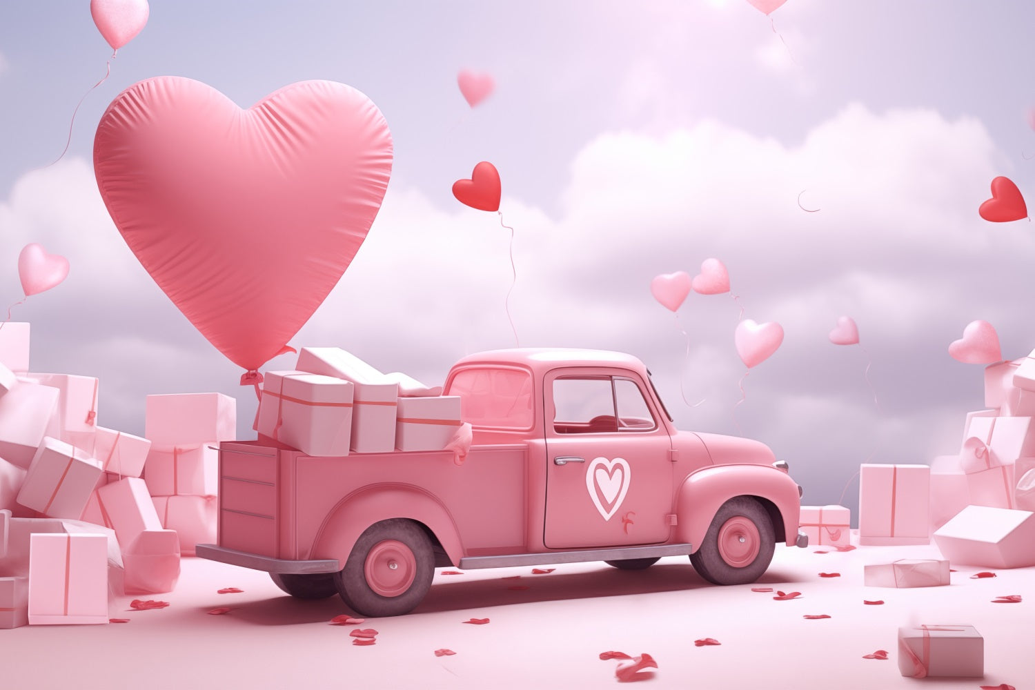 Valentinstag Backdrop Ideen Herz Ballon Geschenk LKW Backdrop BRP1-156