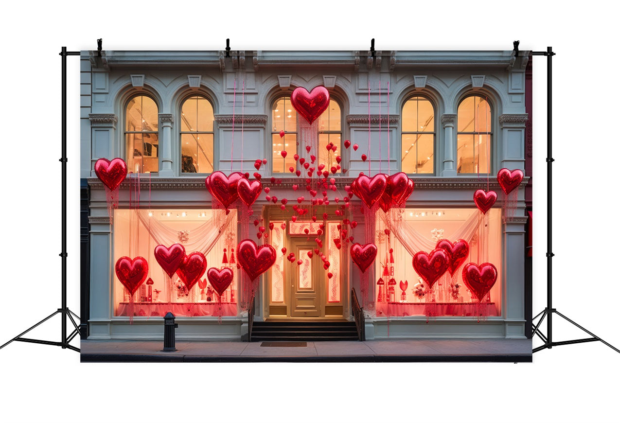 Valentinstag Backdrop Rotes Herz Ballon Shop Backdrop BRP1-159