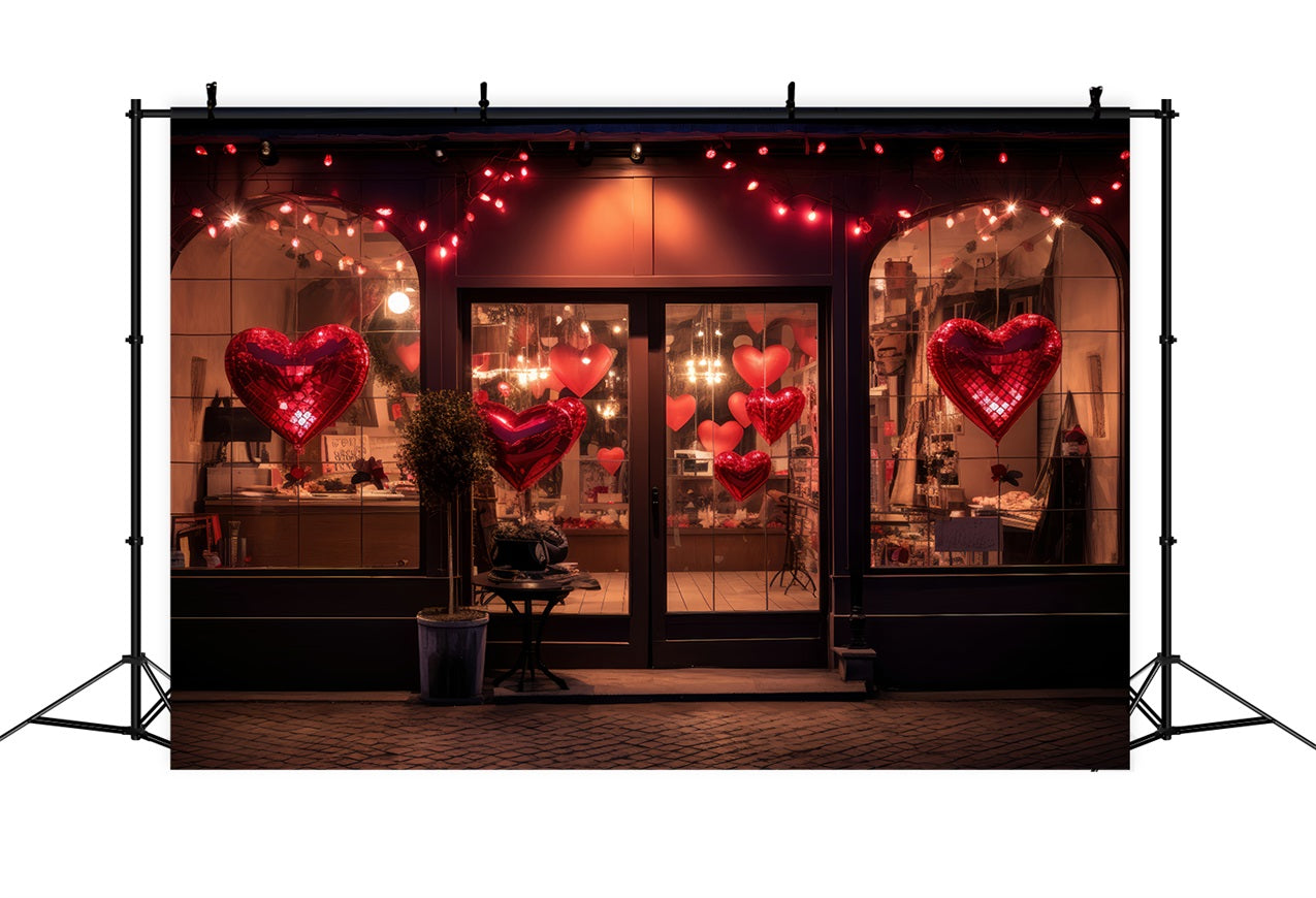 Valentinstag Backdrop Herz Luftballons Abend Fenster Backdrop BRP1-161