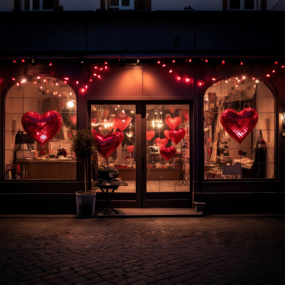 Valentinstag Backdrop Herz Luftballons Abend Fenster Backdrop BRP1-161