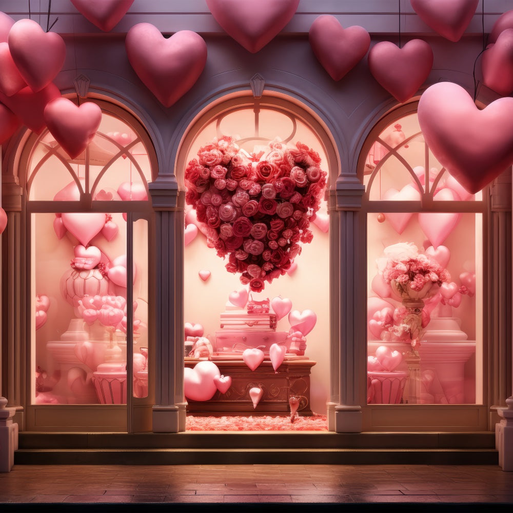 Valentinstag Backdrop Herz Rose Luftballons Fenster Backdrop BRP1-162