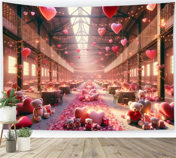 Valentinstag Backdrops Teddy Rosenblüten Tisch Backdrop BRP1-163