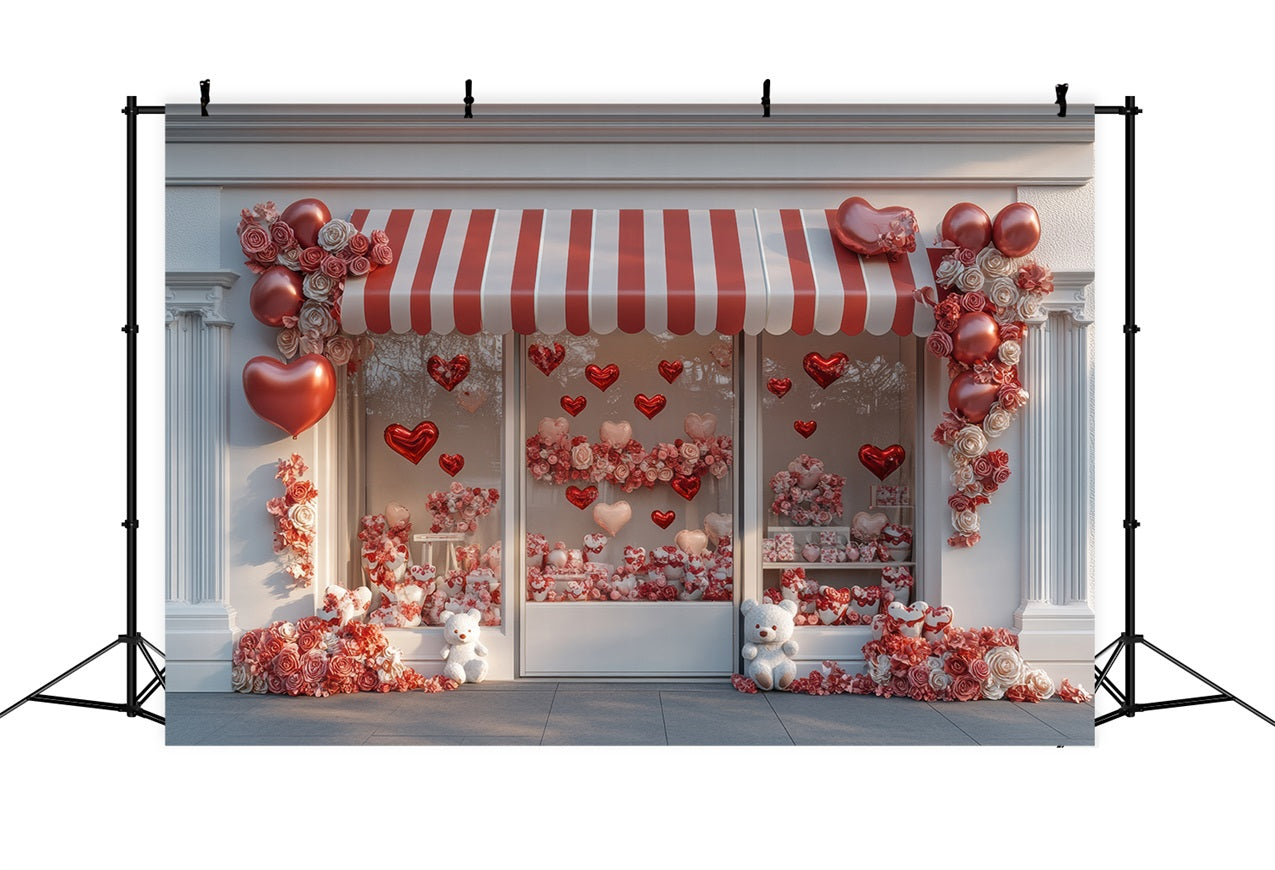 Valentinstag Fotohintergrund Herz Luftballons Rosen Fensterhintergrund BRP1-165