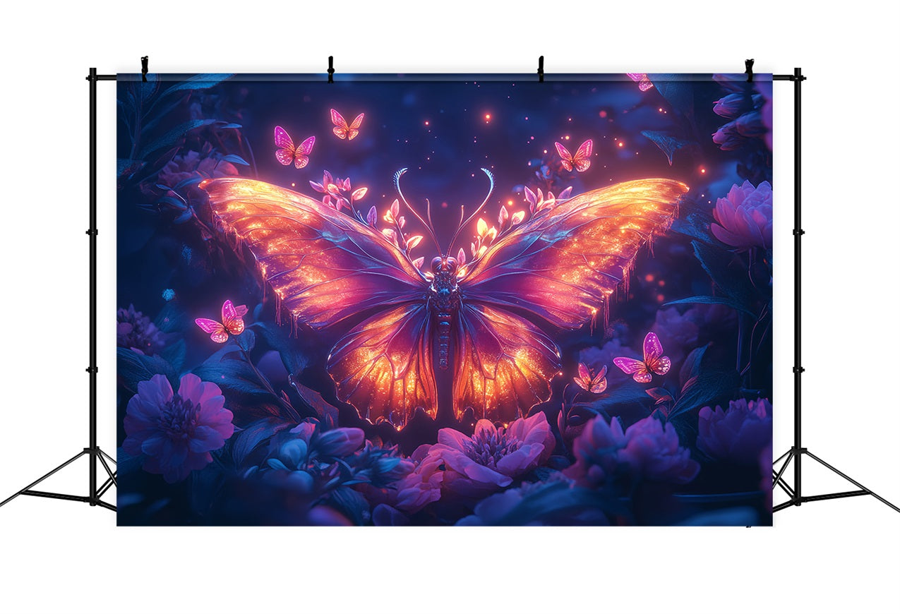 Frühling Fotohintergrund Beleuchteter Schmetterling Verträumter Blumenhintergrund BRP1-22