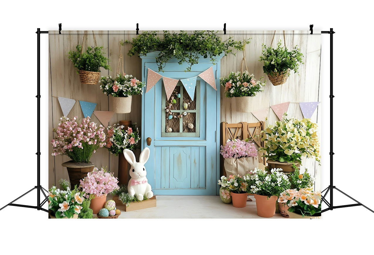 Ostern Backdrops Fotografie Blaue Tür Hängende Blüten Backdrop BRP1-264